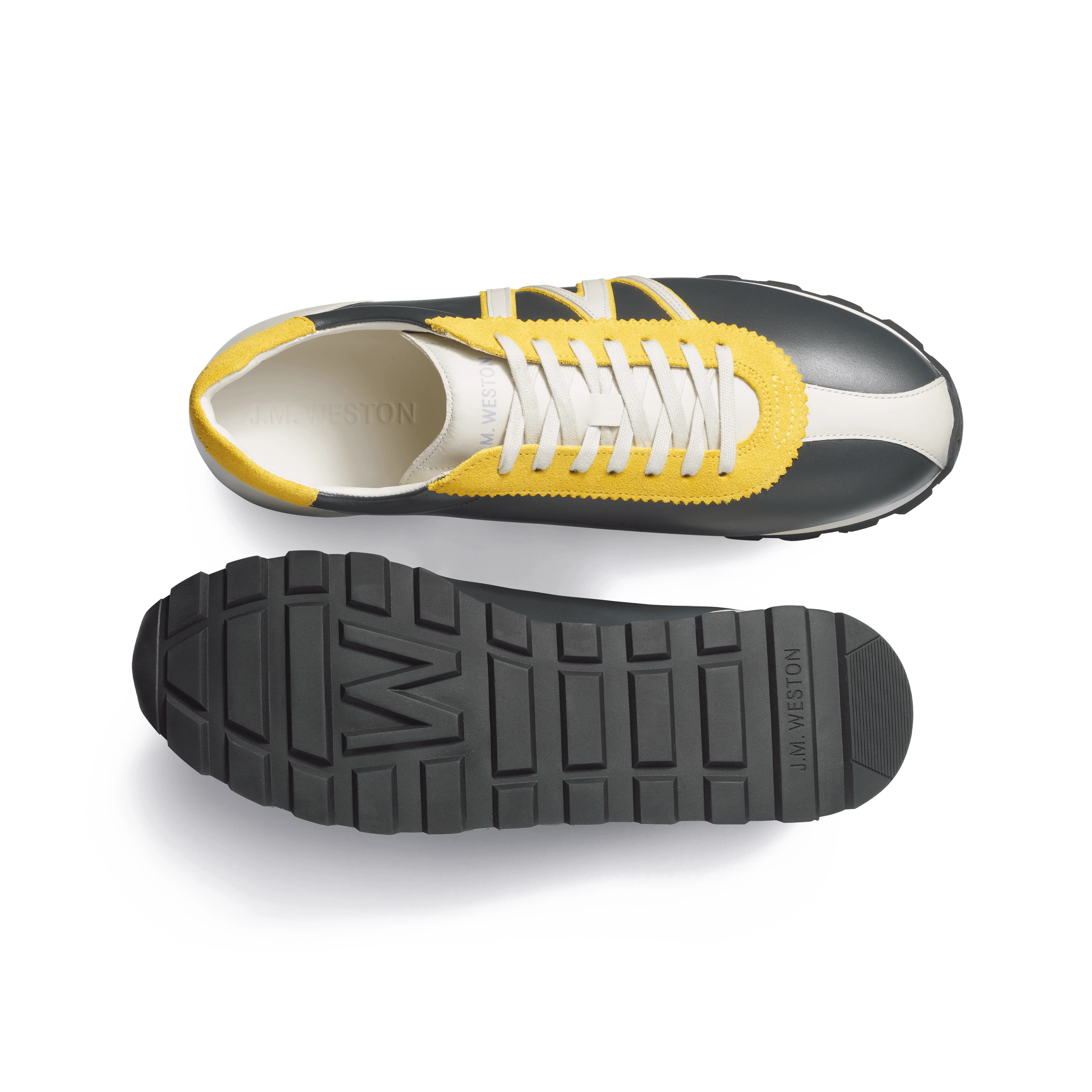 Basket On My Way [cuir veau sport gris anthracite détails cuir veau sport mastic et velours jaune] - Image 4