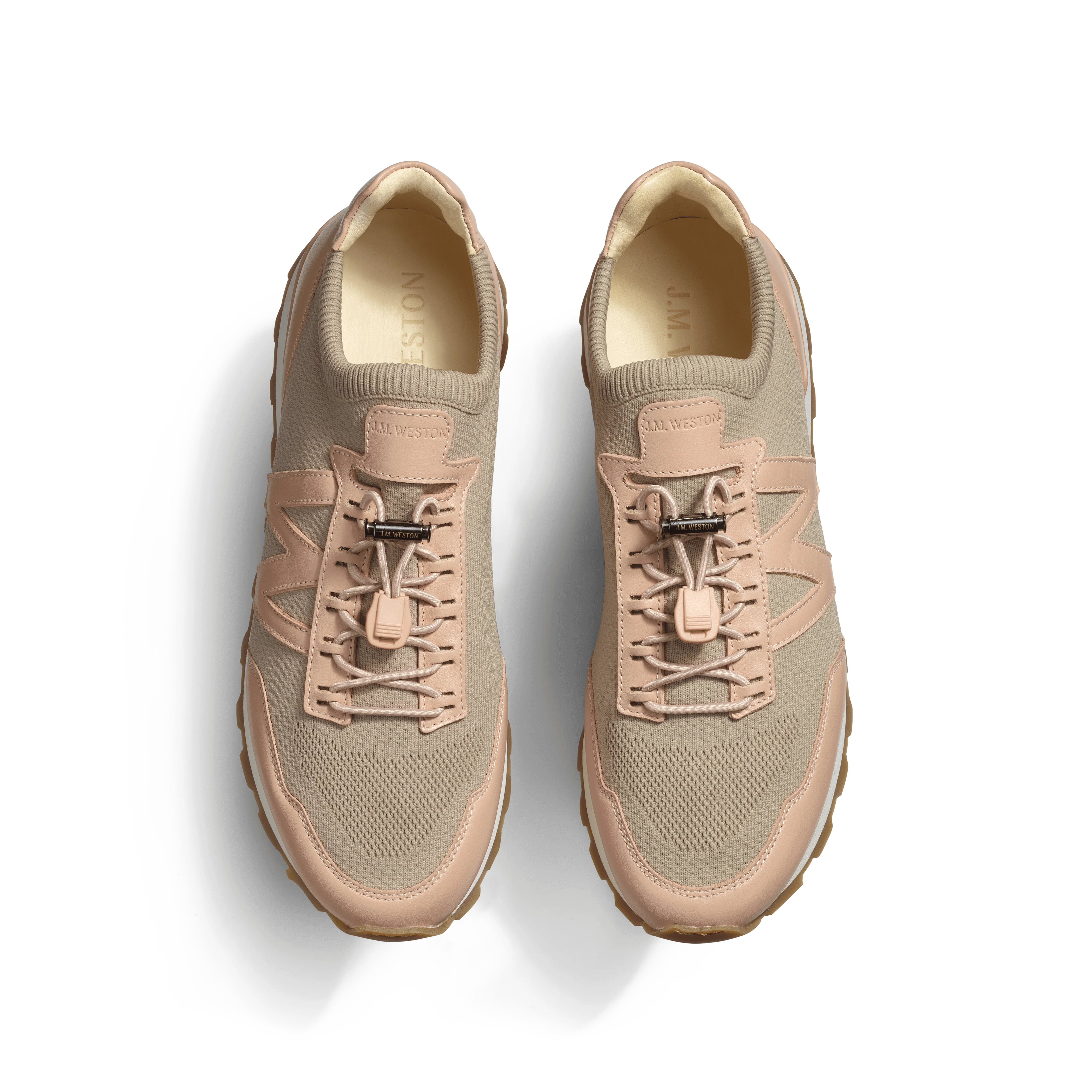 Basket On My Way Knit [femme maille nylon rose et cuir veau sport rose] - Image 3