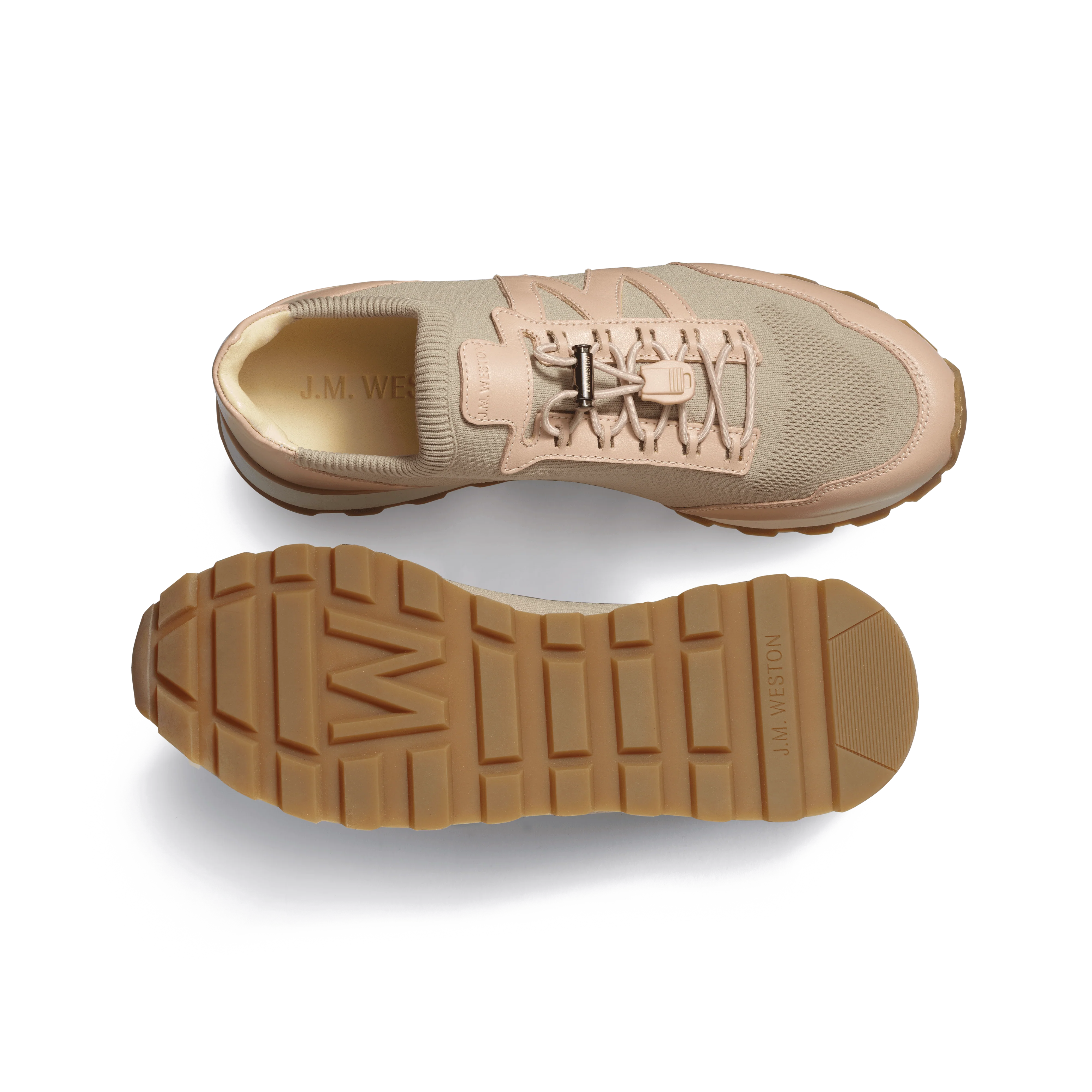 Basket On My Way Knit [femme maille nylon rose et cuir veau sport rose] - Image 4