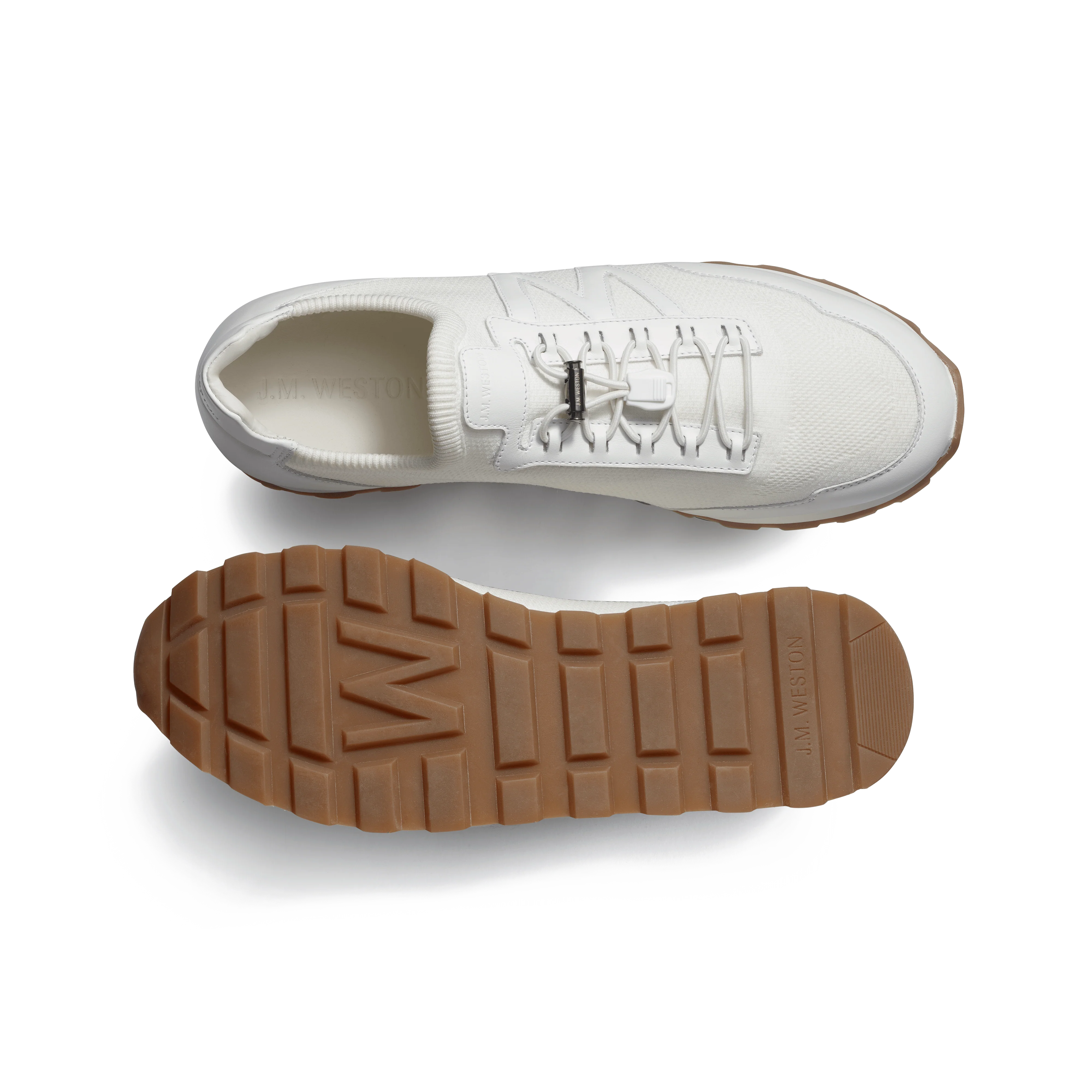 Basket On My Way Knit [homme maille nylon blanc et cuir veau sport blanc] - Image 4