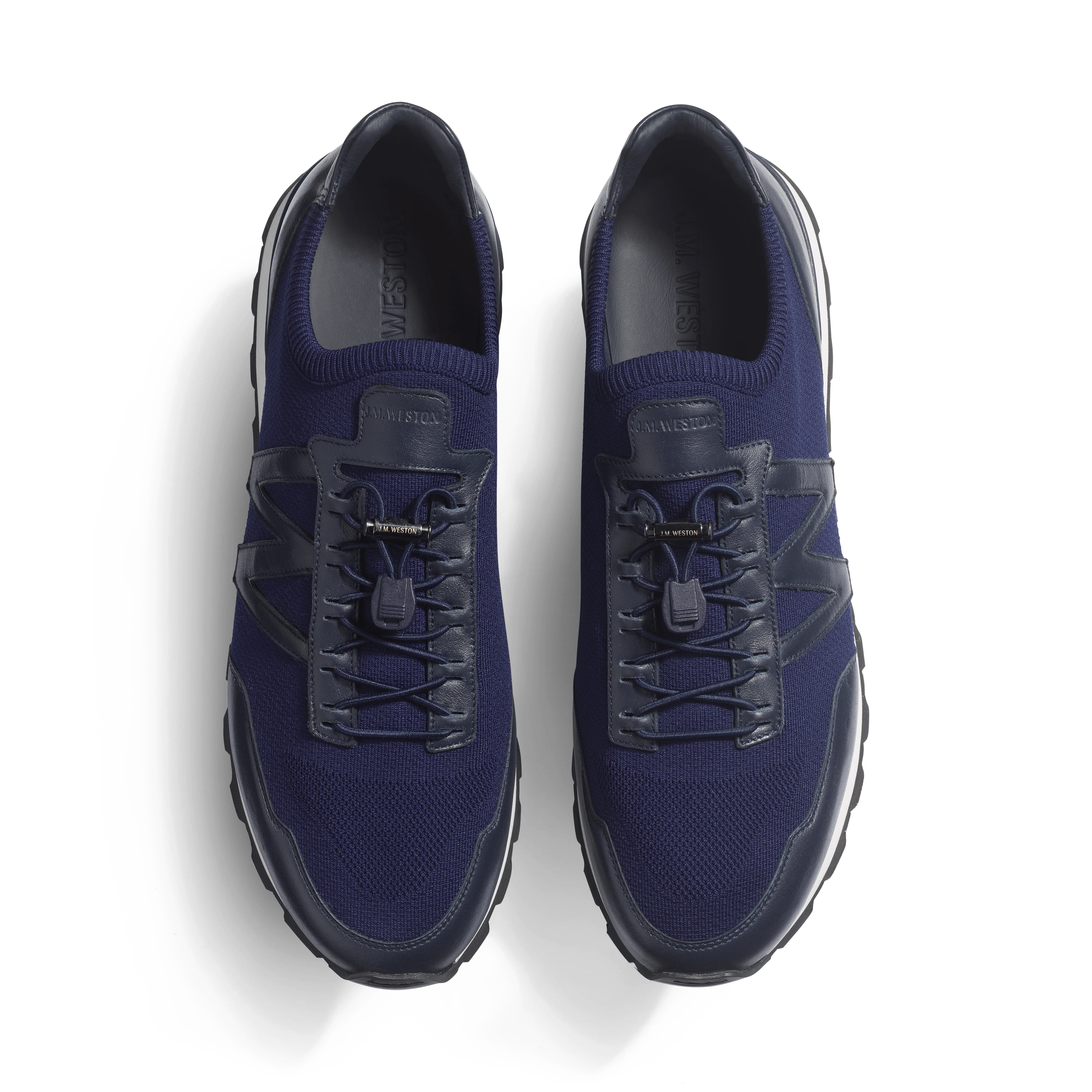 Basket On My Way Knit [homme maille nylon marine et cuir veau sport marine] - Image 3