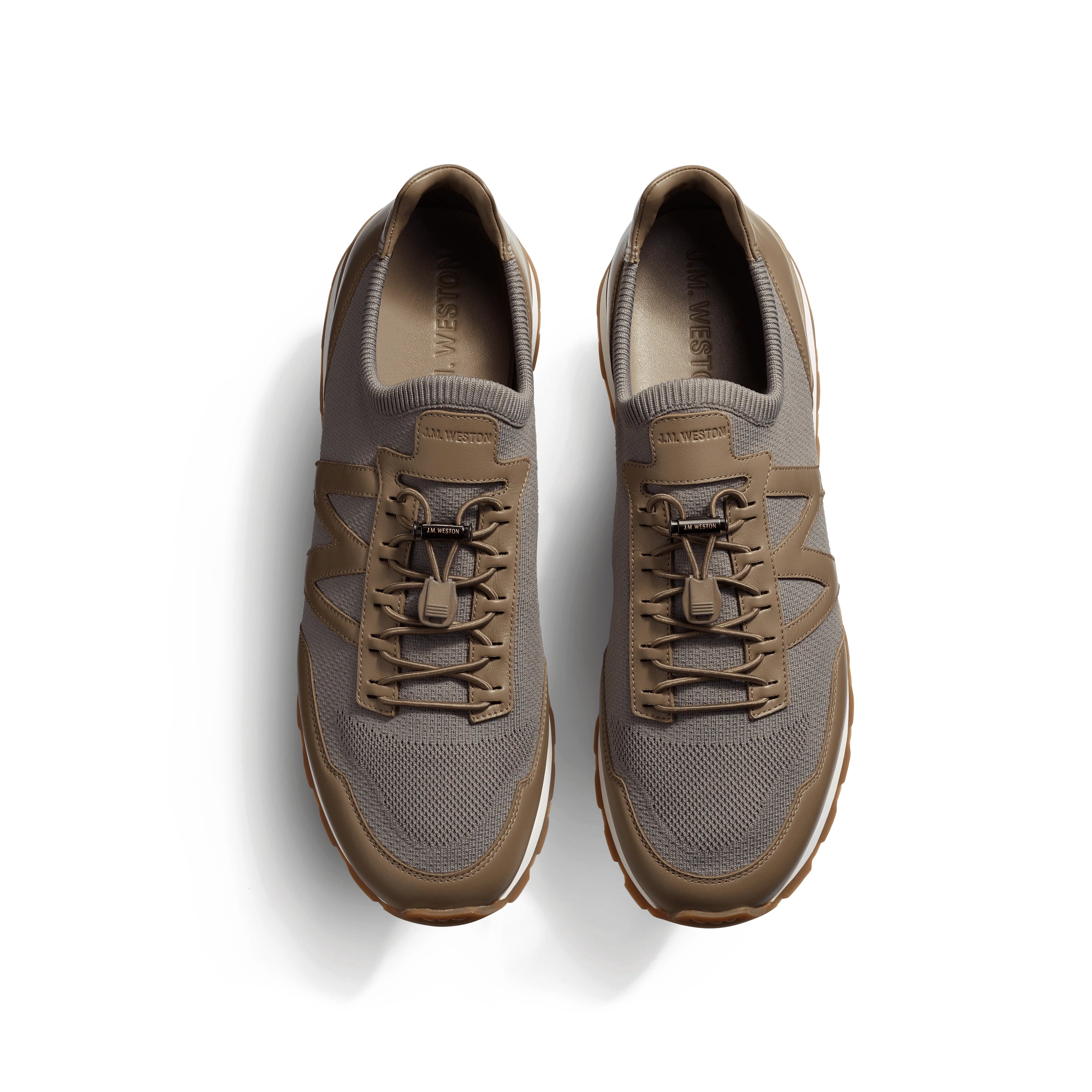 Basket On My Way Knit [maille nylon taupe et cuir veau sport taupe] - Image 3