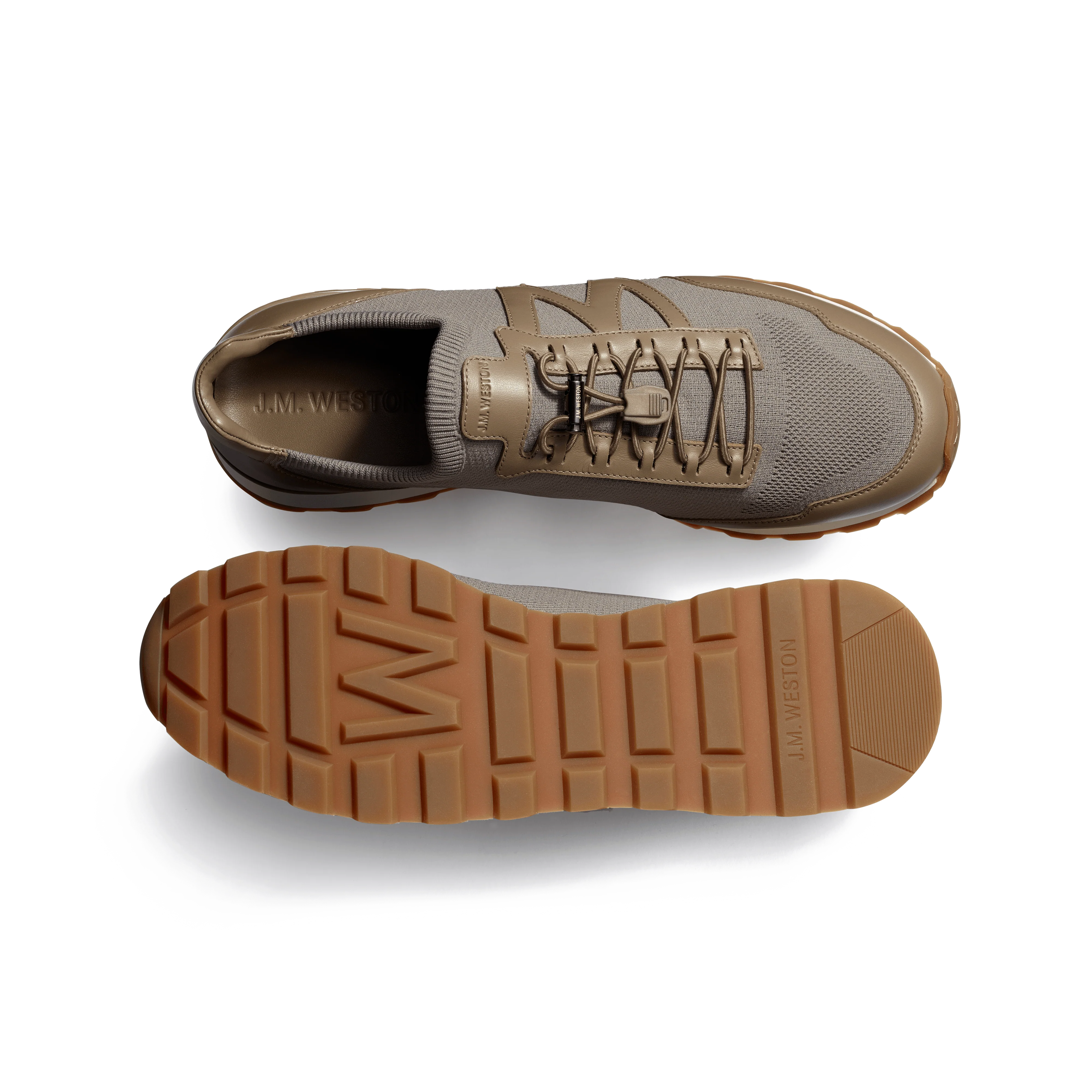 Basket On My Way Knit [maille nylon taupe et cuir veau sport taupe] - Image 4