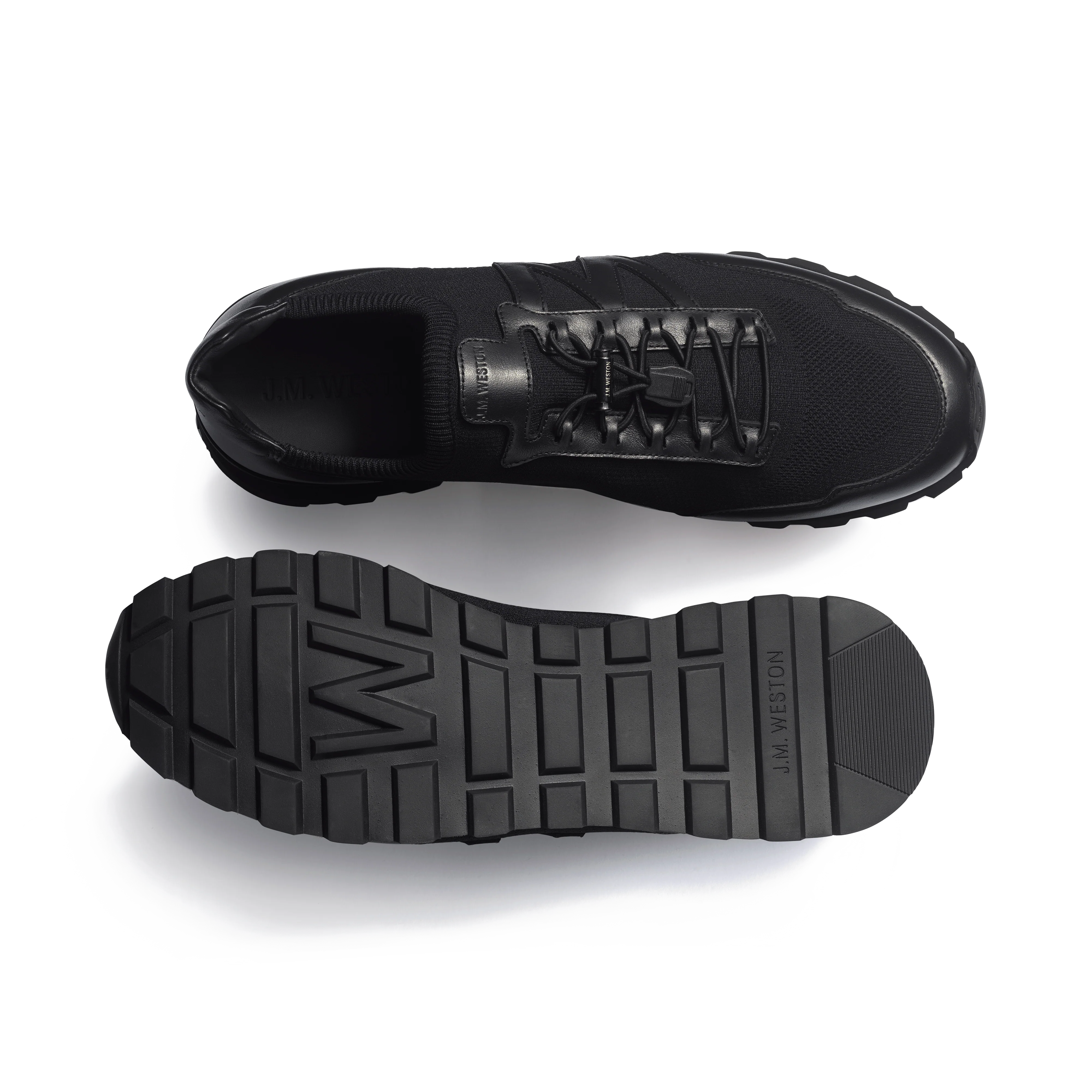 Basket On My Way Knit [maille nylon noire et cuir veau sport noir] - Image 4