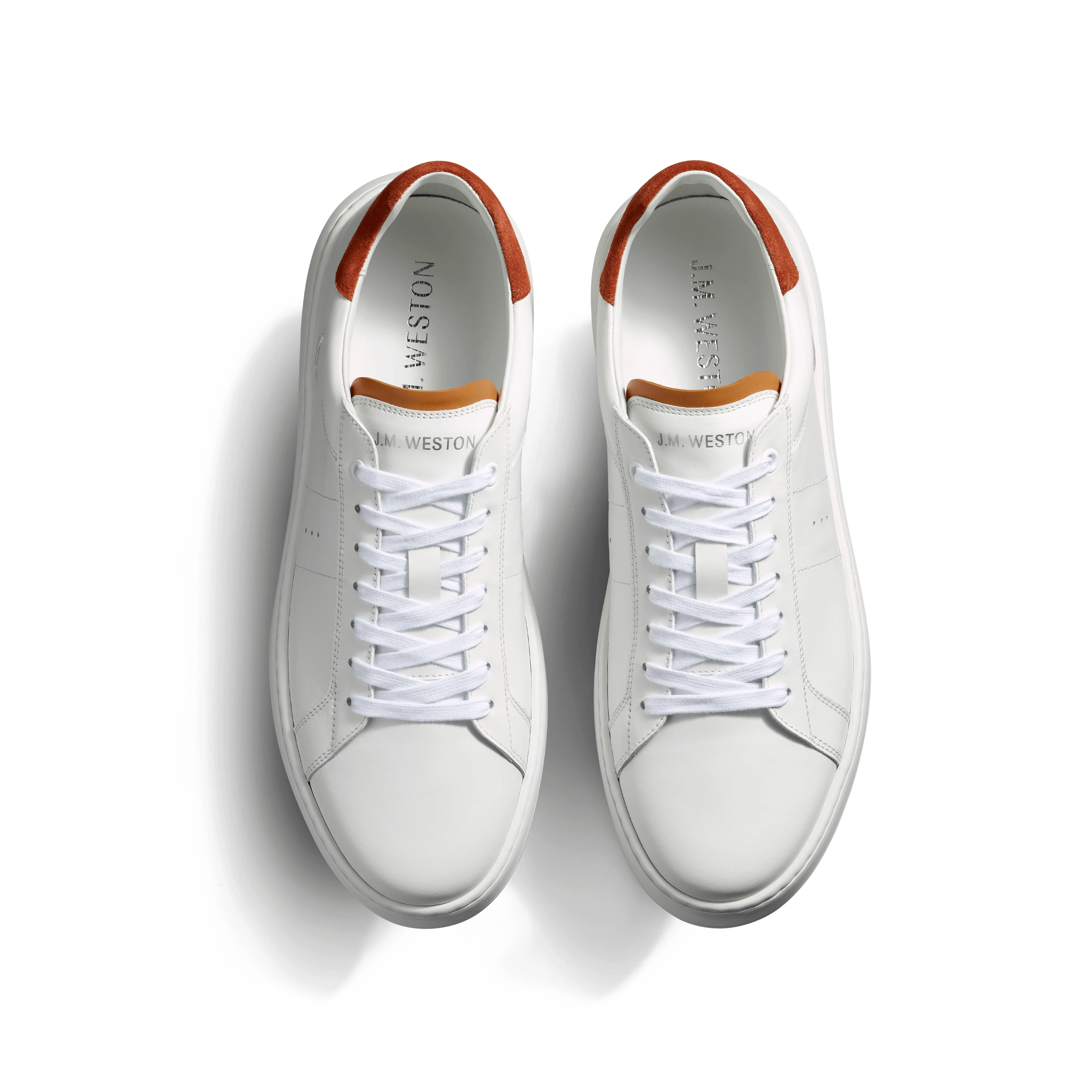 Basket On Time [cuir veau sport blanc détails cuir veau velours cognac] - Image 3