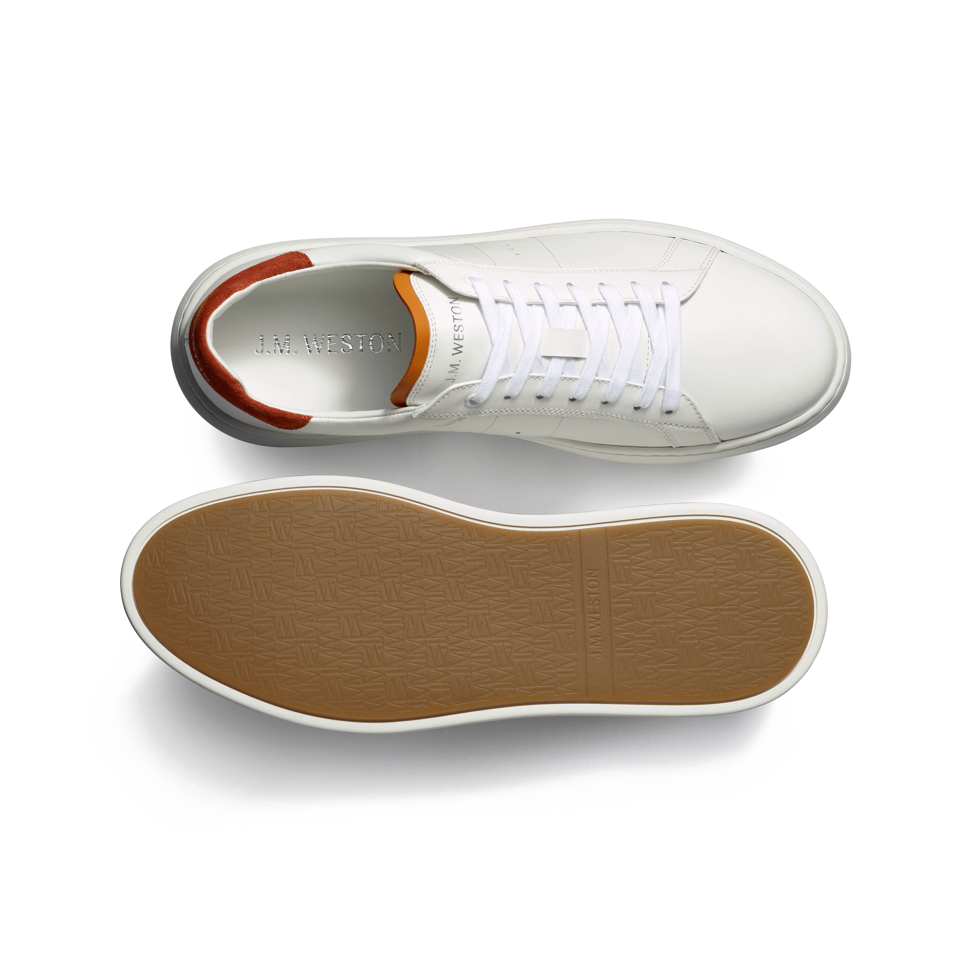 Basket On Time [cuir veau sport blanc détails cuir veau velours cognac] - Image 4