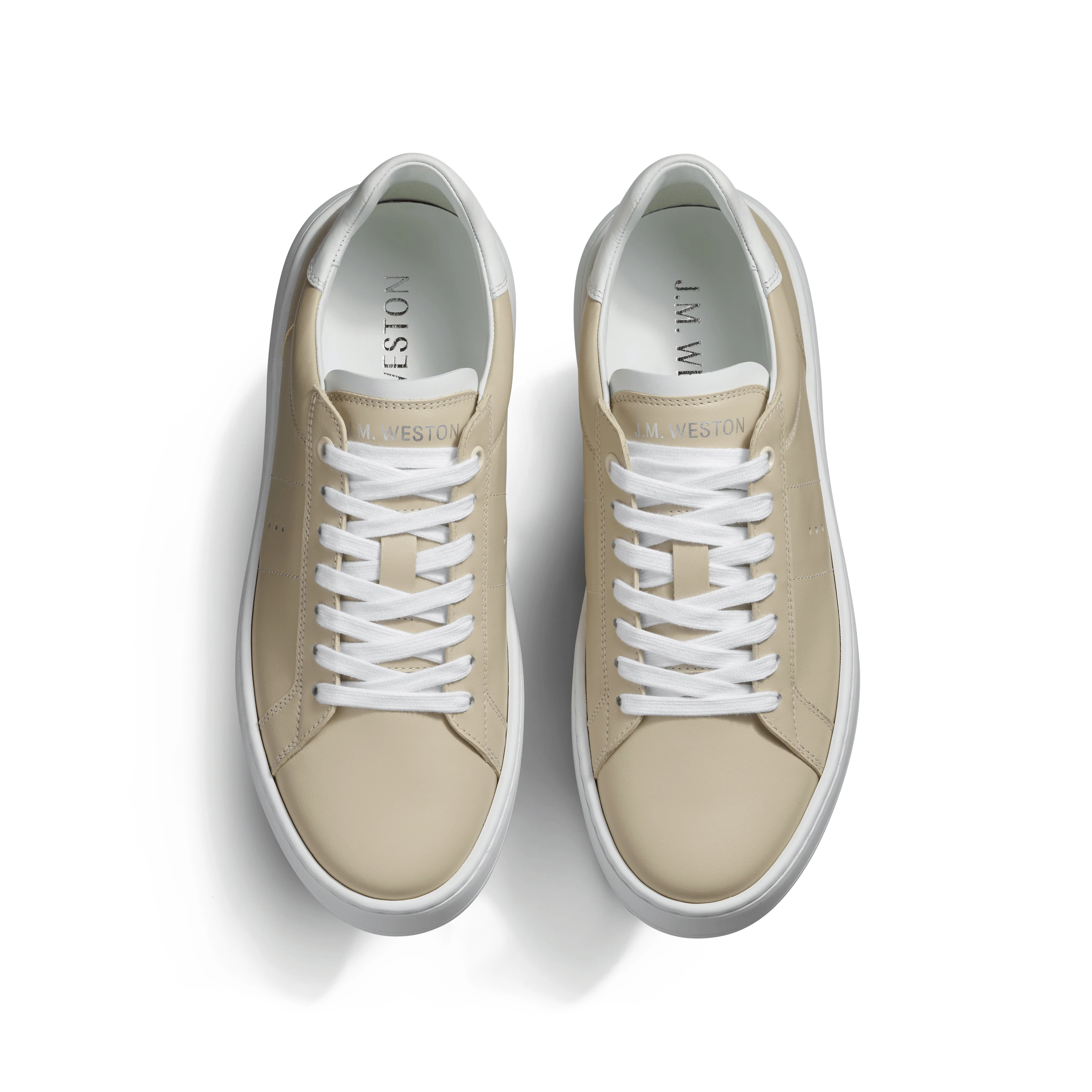 Basket On Time [femme cuir veau sport beige & blanc] - Image 3
