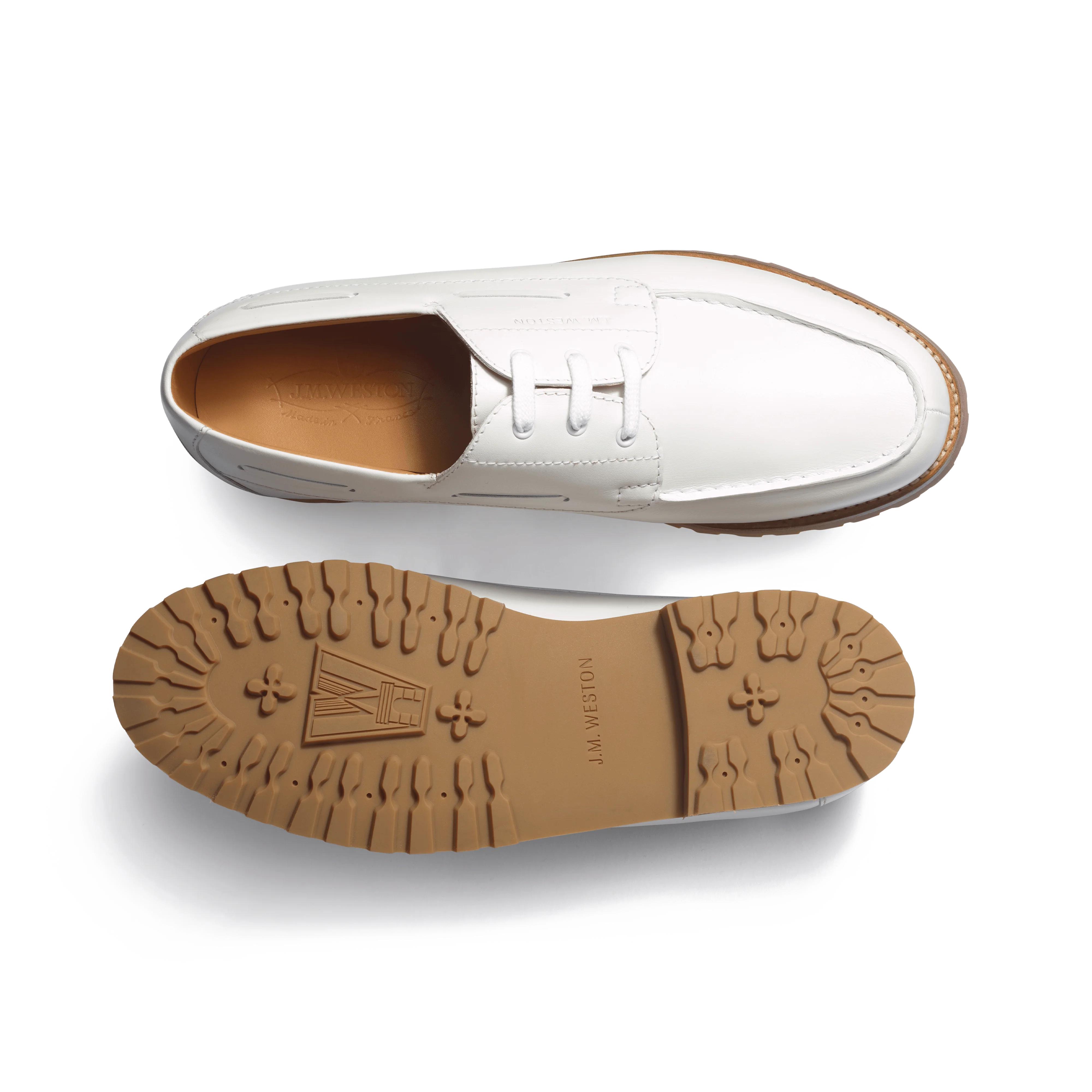 Derby bateau [homme cuir veau lisse blanc] - Image 4