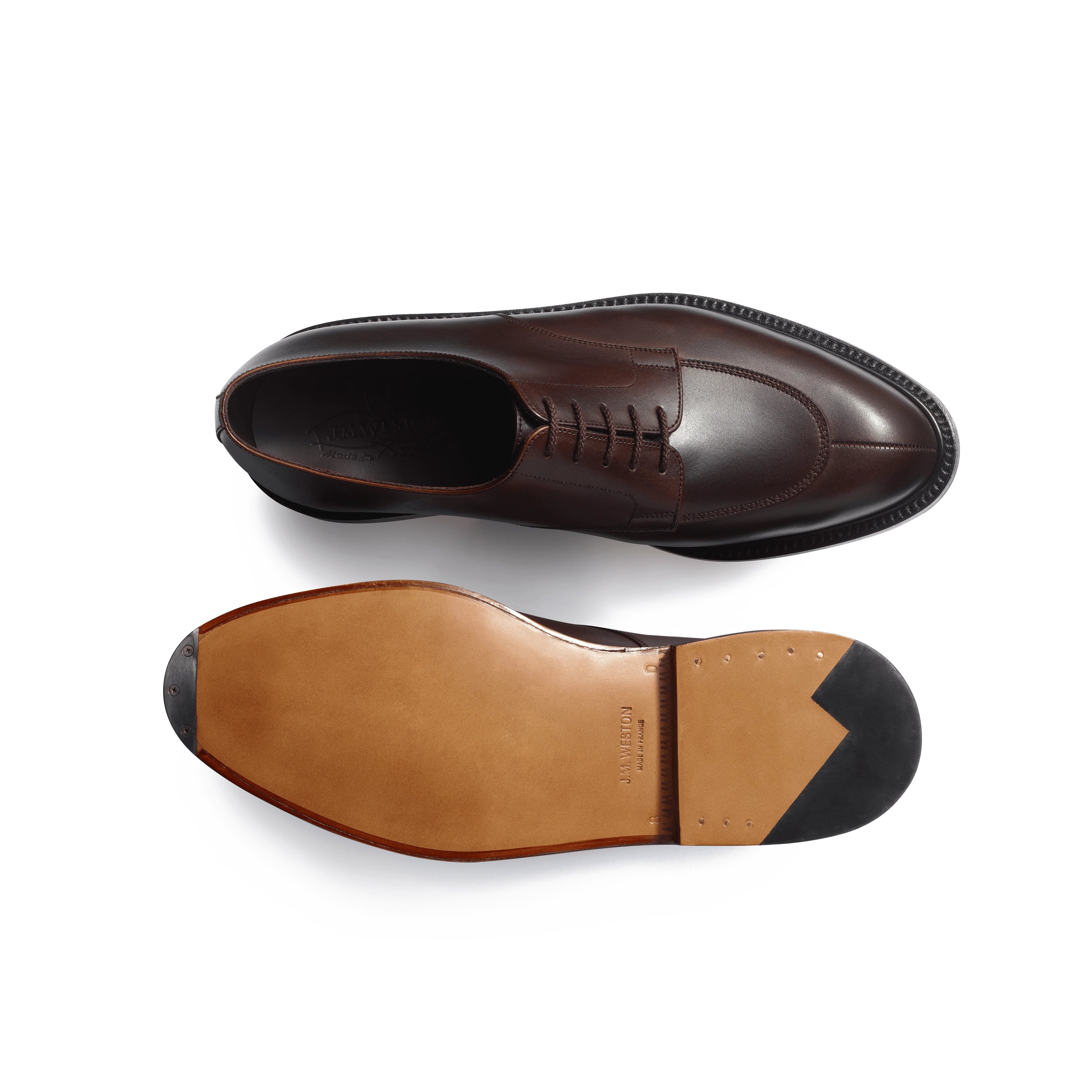 Derby demi-chasse [homme cuir lisse marron patiné] - Image 4