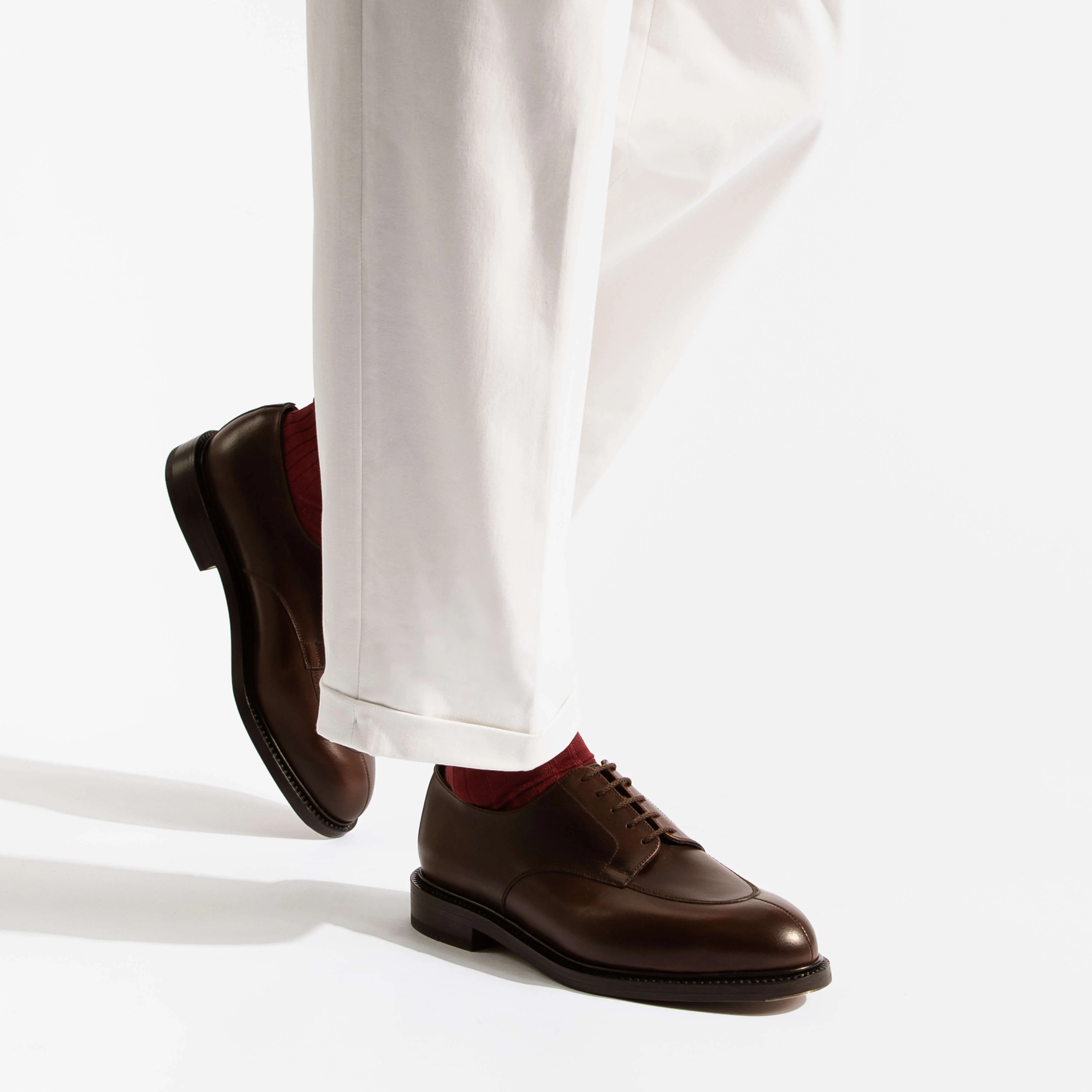 Derby demi-chasse [homme cuir lisse marron patiné] - Image 5