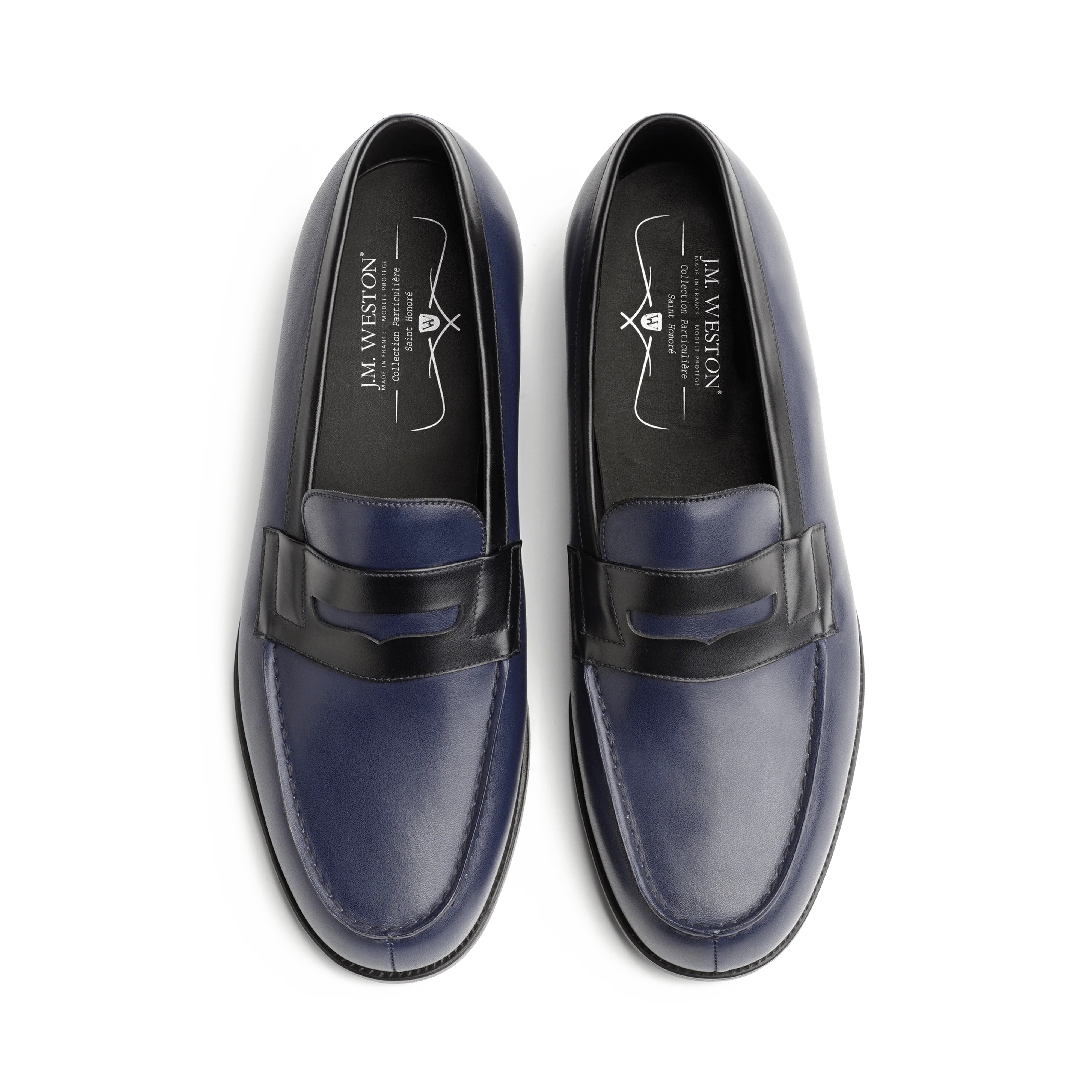 Mocassin 180 [homme cuir lisse noir et bleu océan] - Image 3