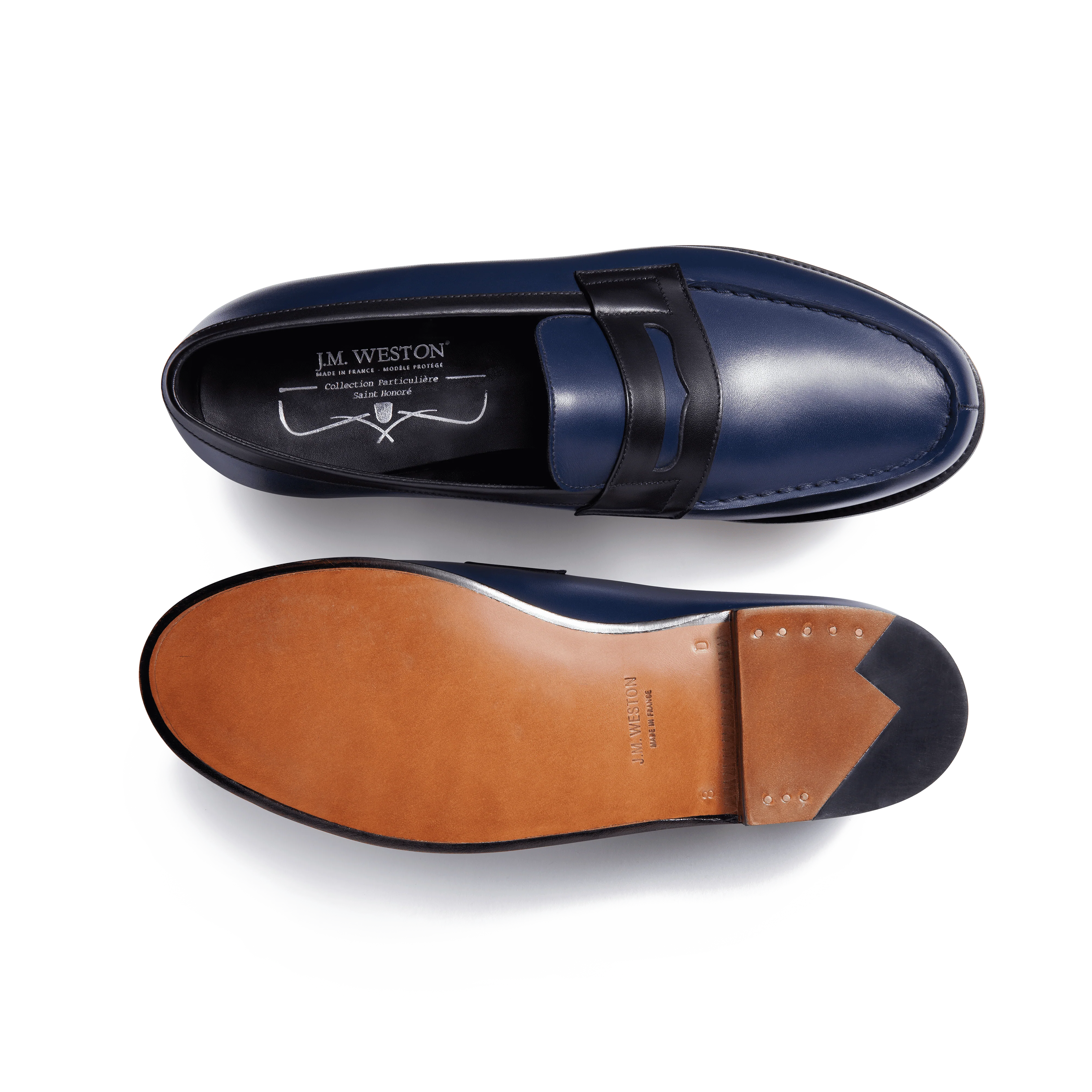 Mocassin 180 [homme cuir lisse noir et bleu océan] - Image 4