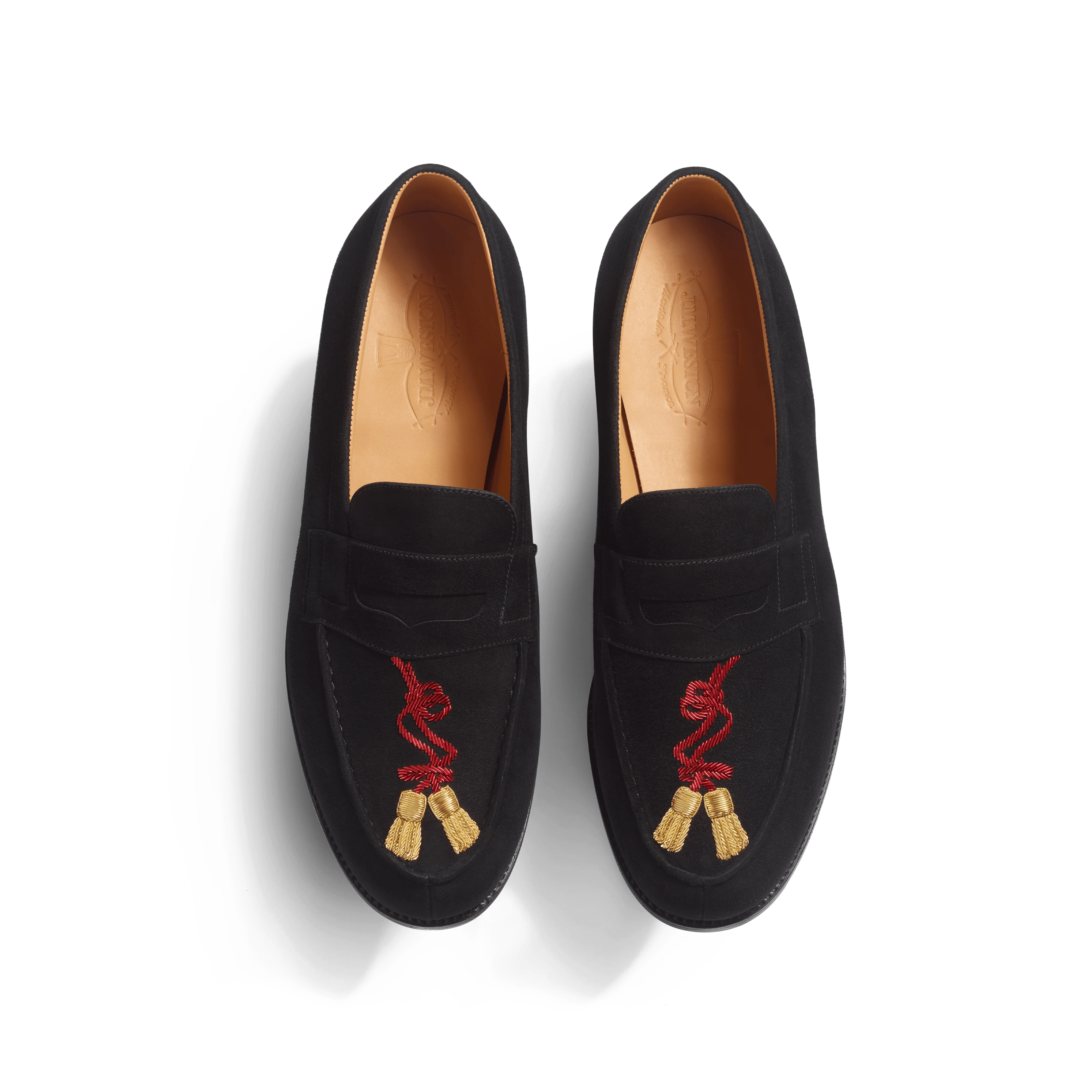 Mocassin 180 [homme cuir chèvre velours noir et broderies rouge et or] - Image 3
