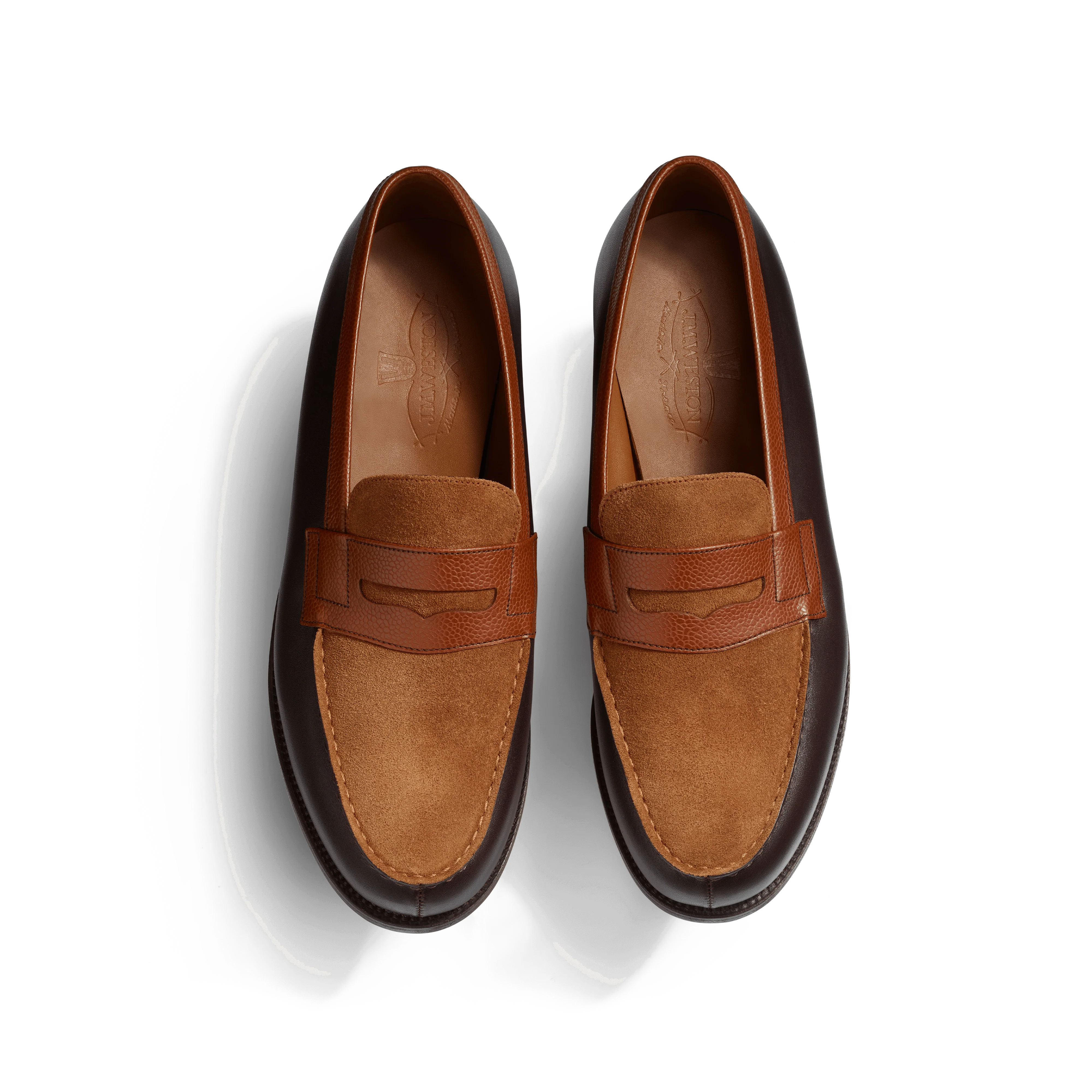 Mocassin 180 [upcycled homme cuir veau box mélèze & cuir velours yucca & cuir veau grainé bergeronnette] - Image 3