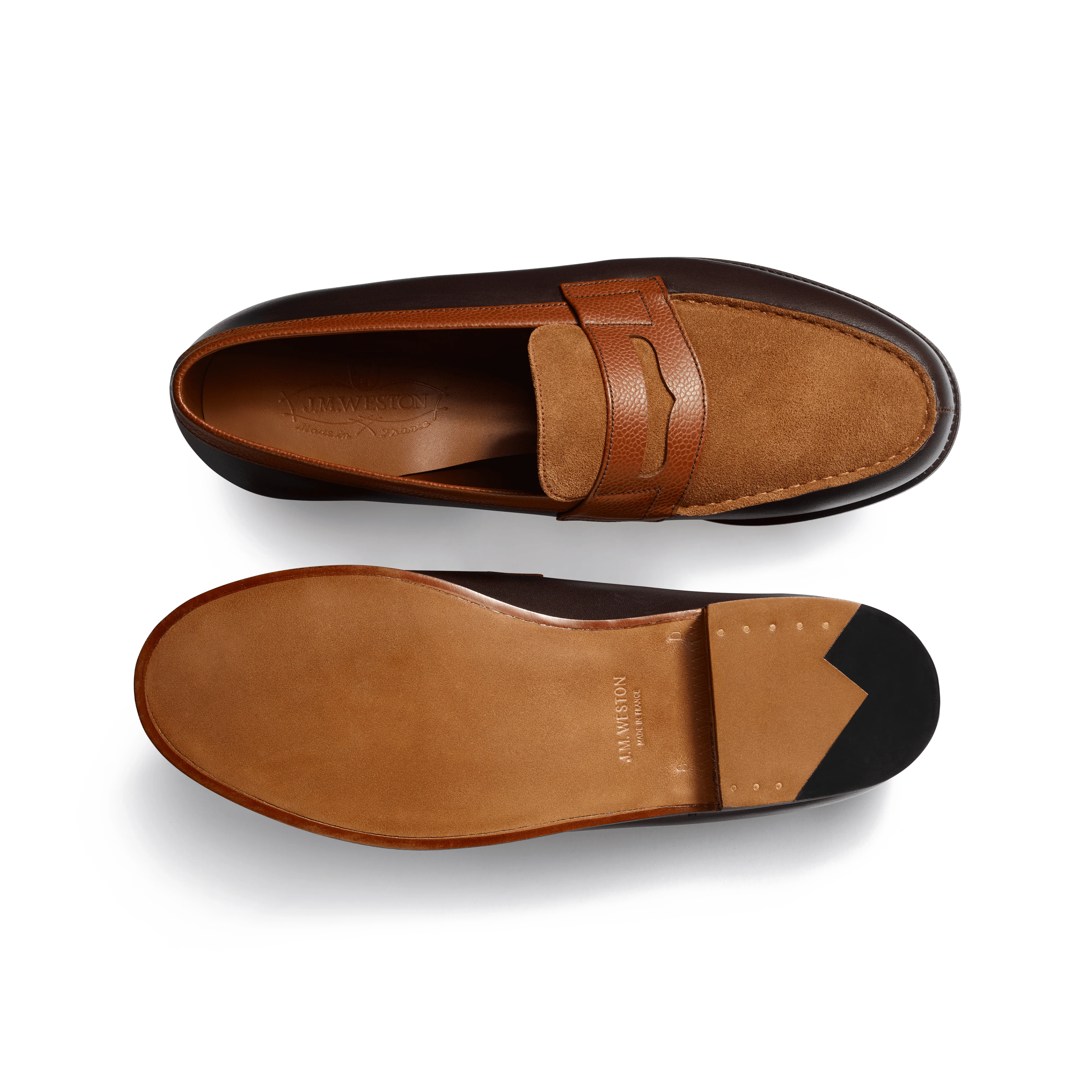 Mocassin 180 [upcycled homme cuir veau box mélèze & cuir velours yucca & cuir veau grainé bergeronnette] - Image 4