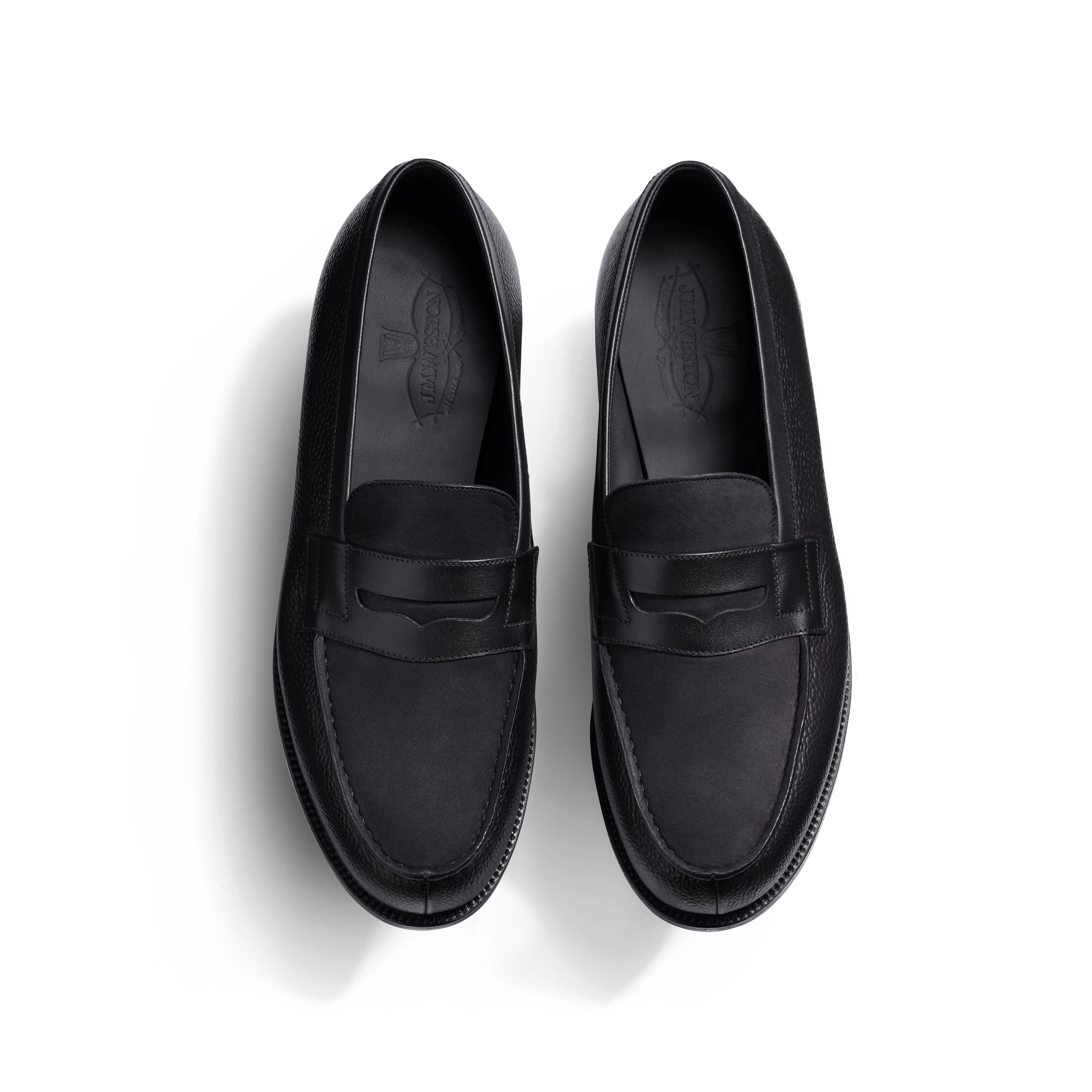 Mocassin 180 [upcycled homme cuir veau grainé noir & nubuck noir & cuir veau box noir] - Image 3