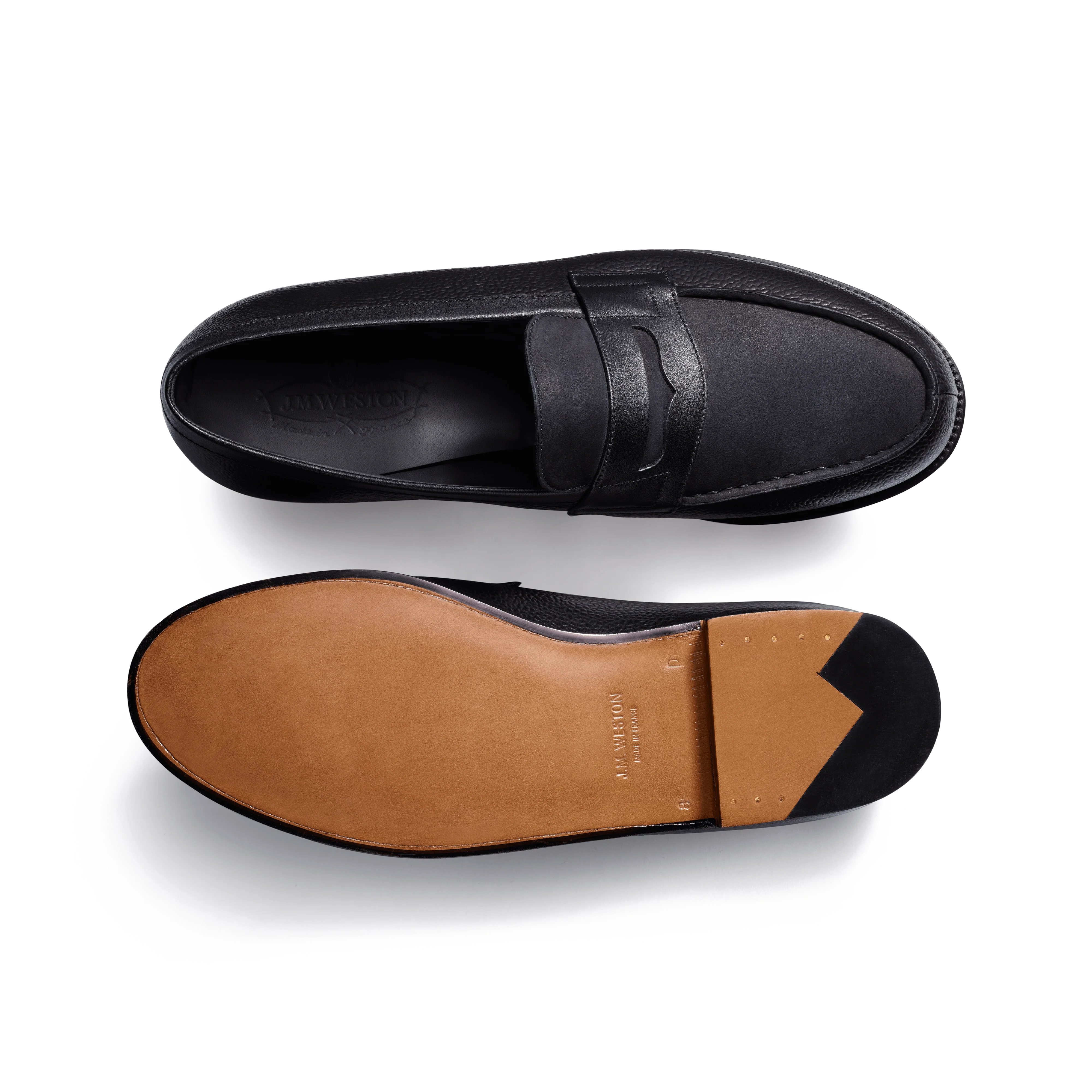 Mocassin 180 [upcycled homme cuir veau grainé noir & nubuck noir & cuir veau box noir] - Image 4