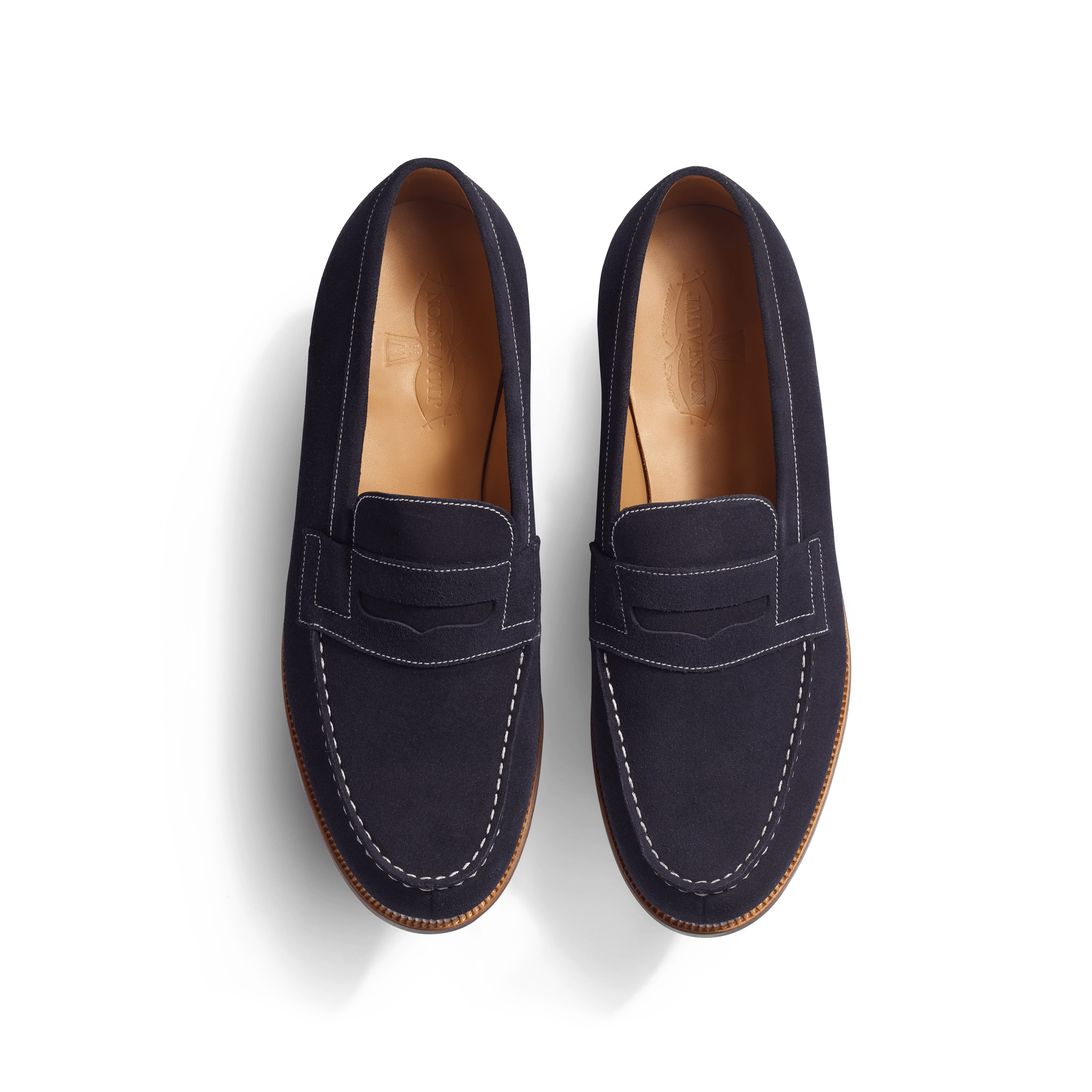 Mocassin 180 [homme cuir veau velours marine piqûre contrastée écrue] - Image 3