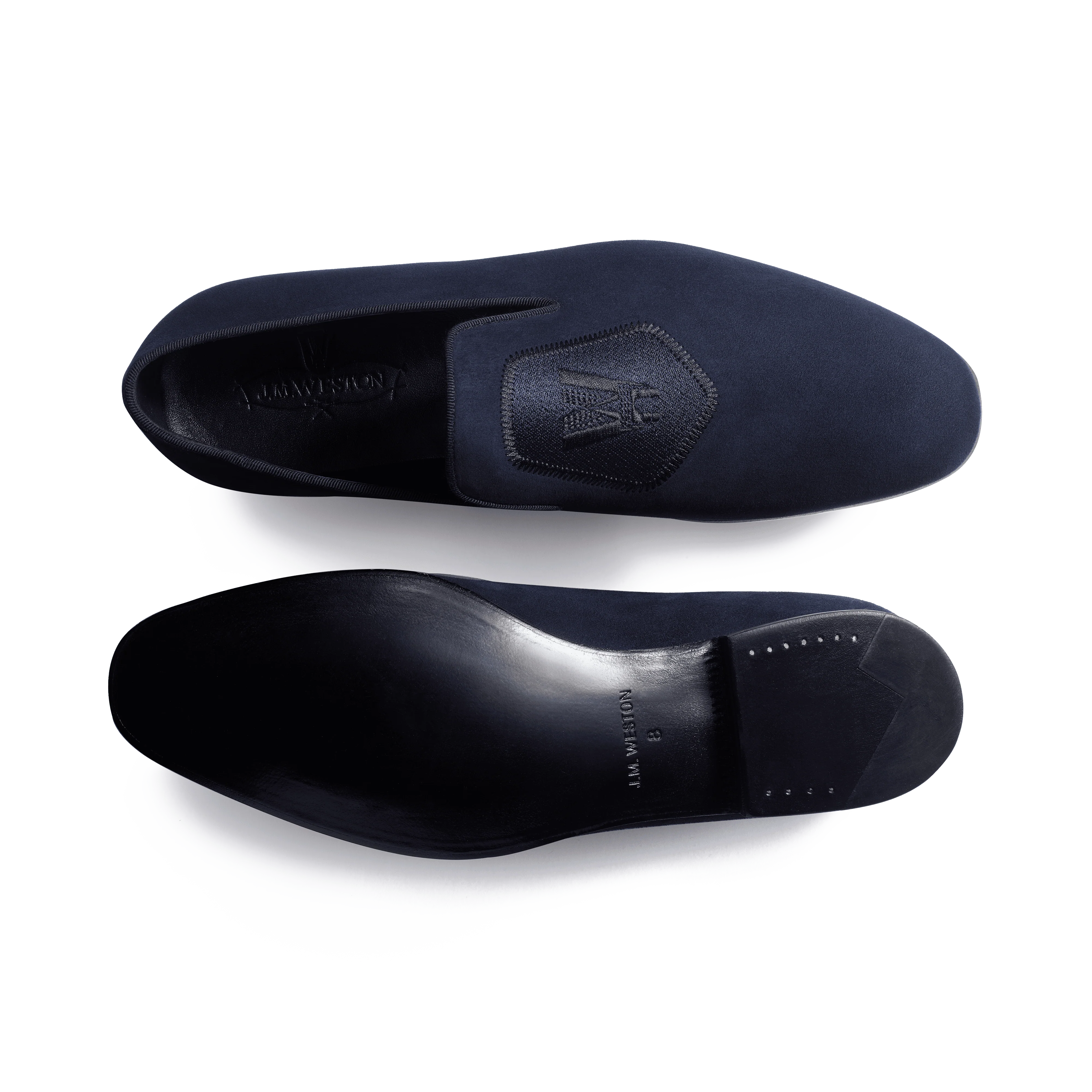 Mocassin Albi avec Blason [homme velours bleu marine] - Image 4