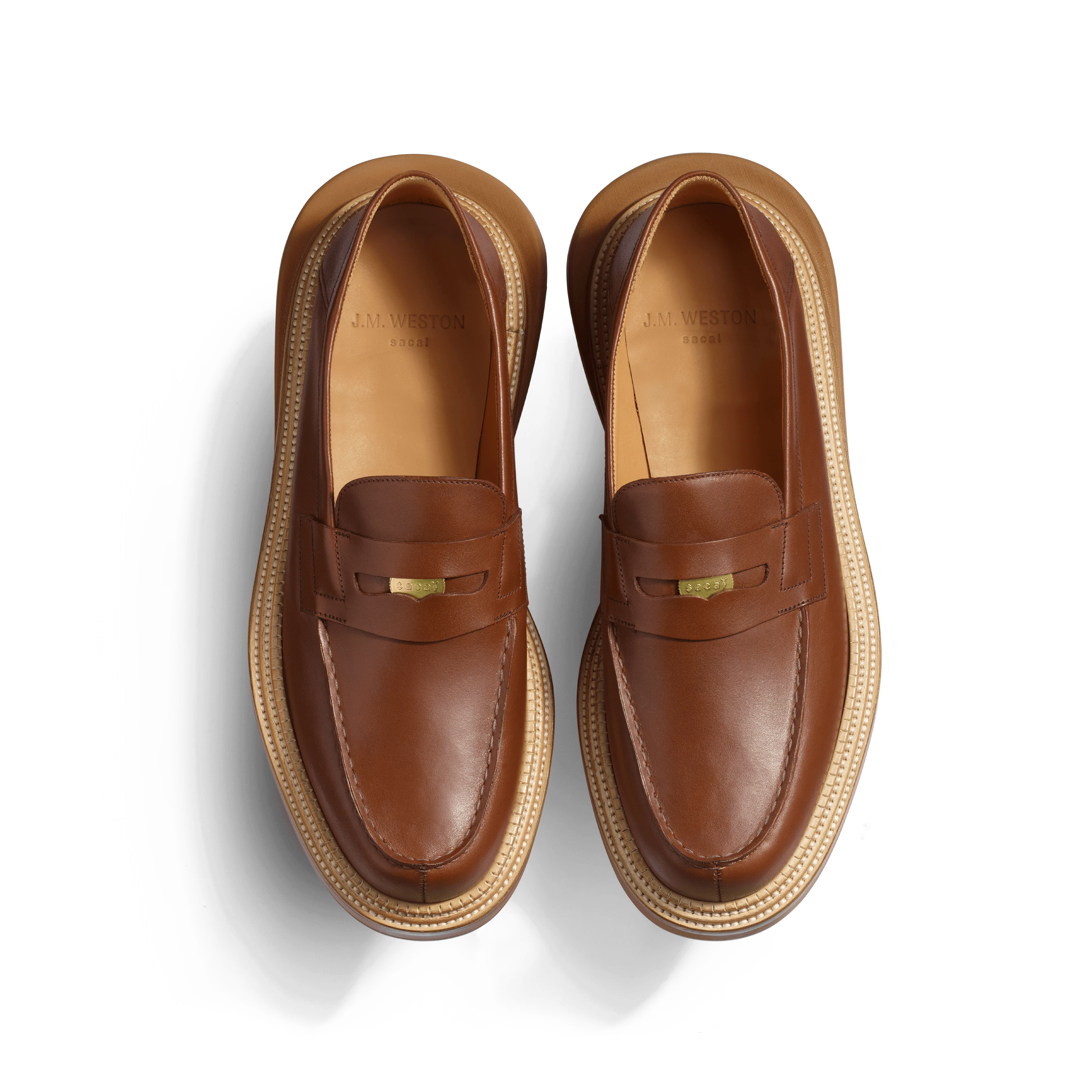 Mocassin Mule J.M. Weston x sacai [cuir veau souple marron bergeronnette] - Image 4