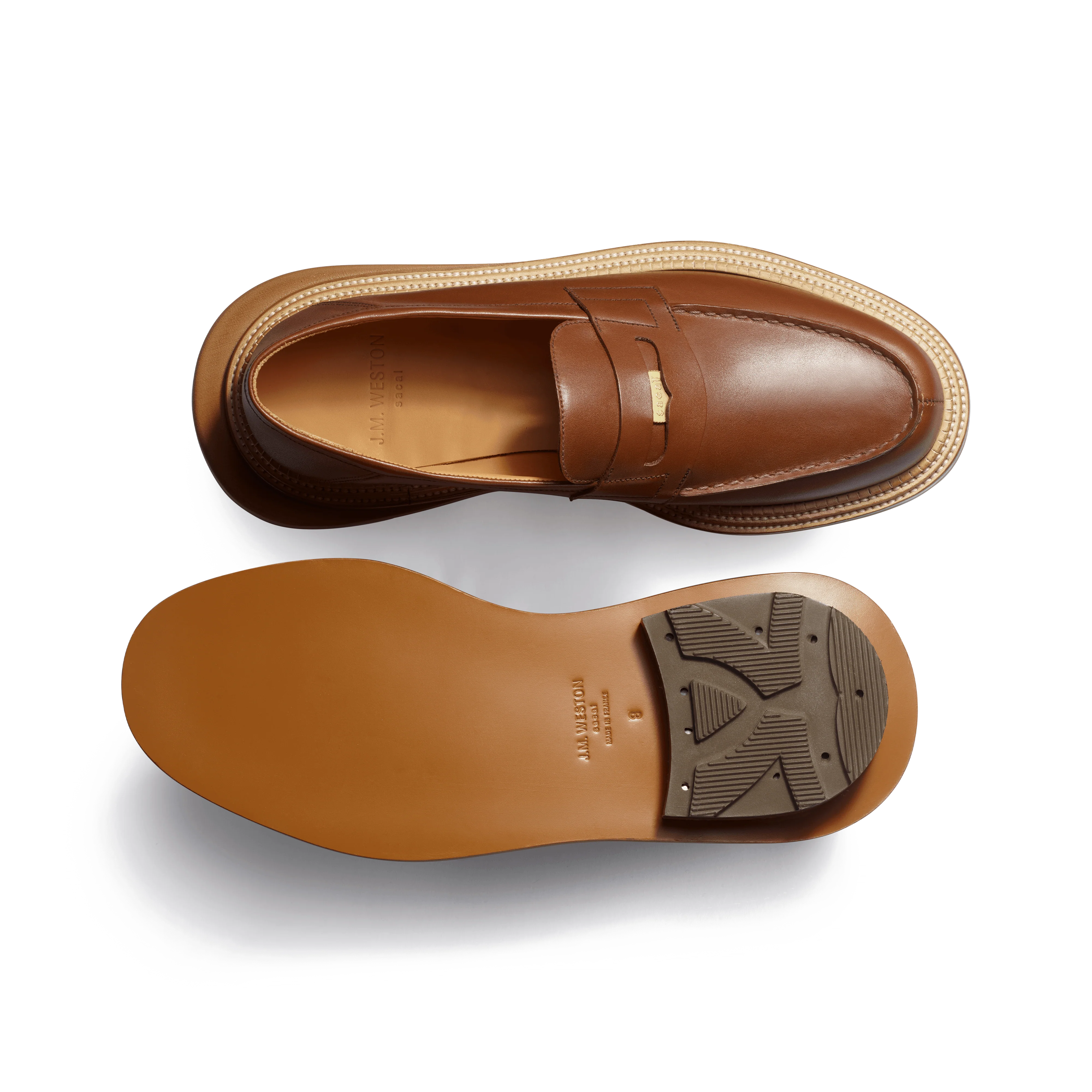 Mocassin Mule J.M. Weston x sacai [cuir veau souple marron bergeronnette] - Image 5