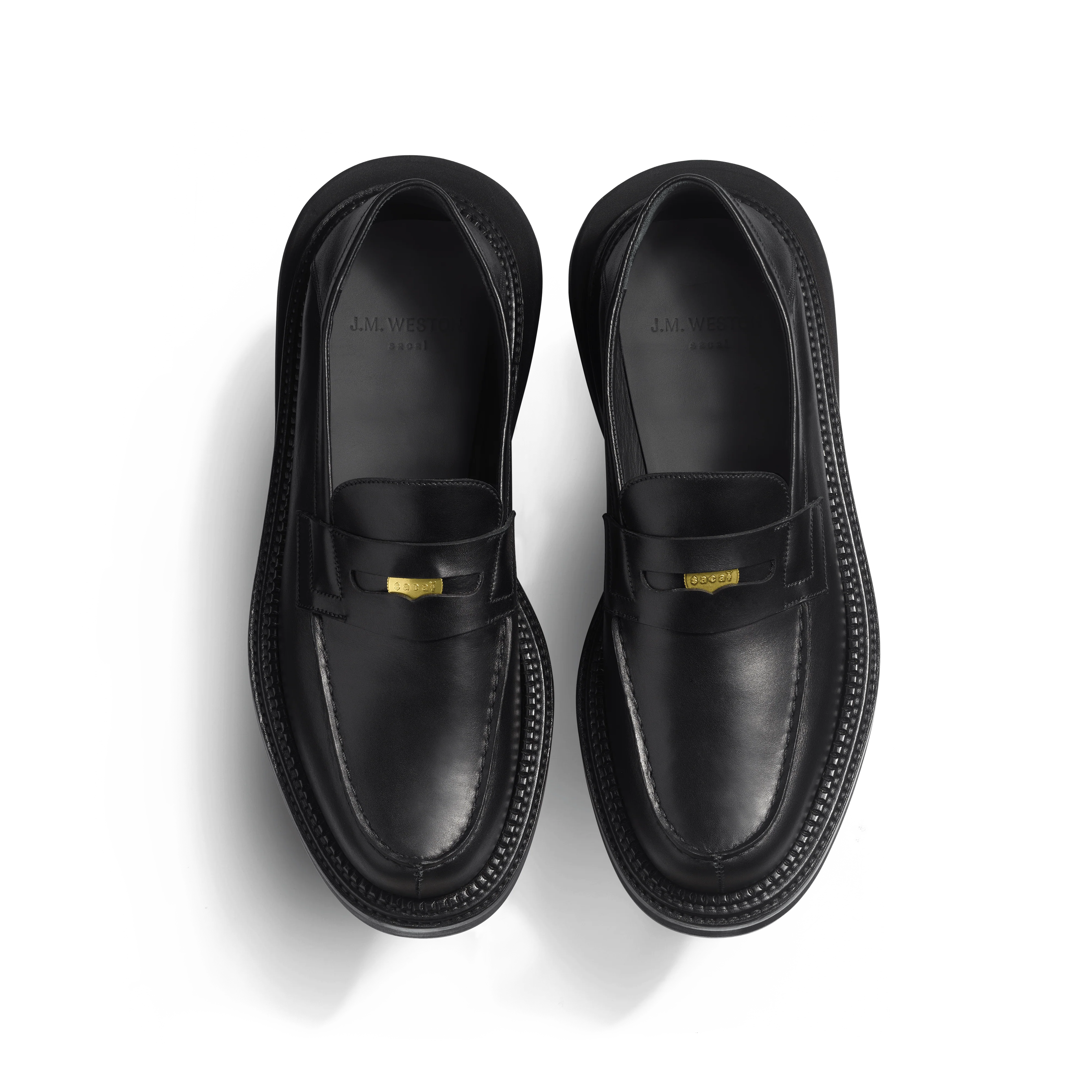 Mocassin Mule J.M. Weston x sacai [cuir veau souple noir] - Image 4