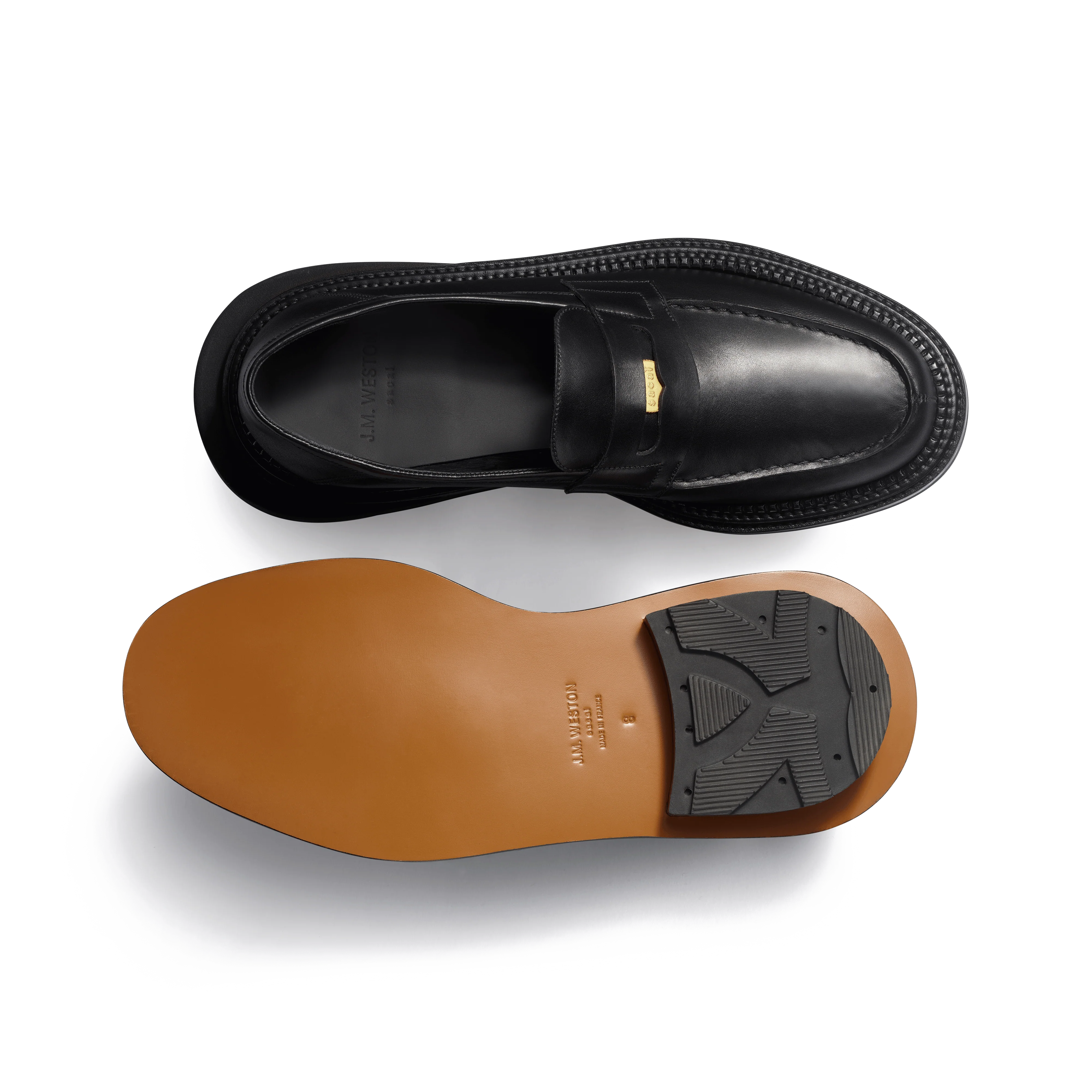 Mocassin Mule J.M. Weston x sacai [cuir veau souple noir] - Image 5