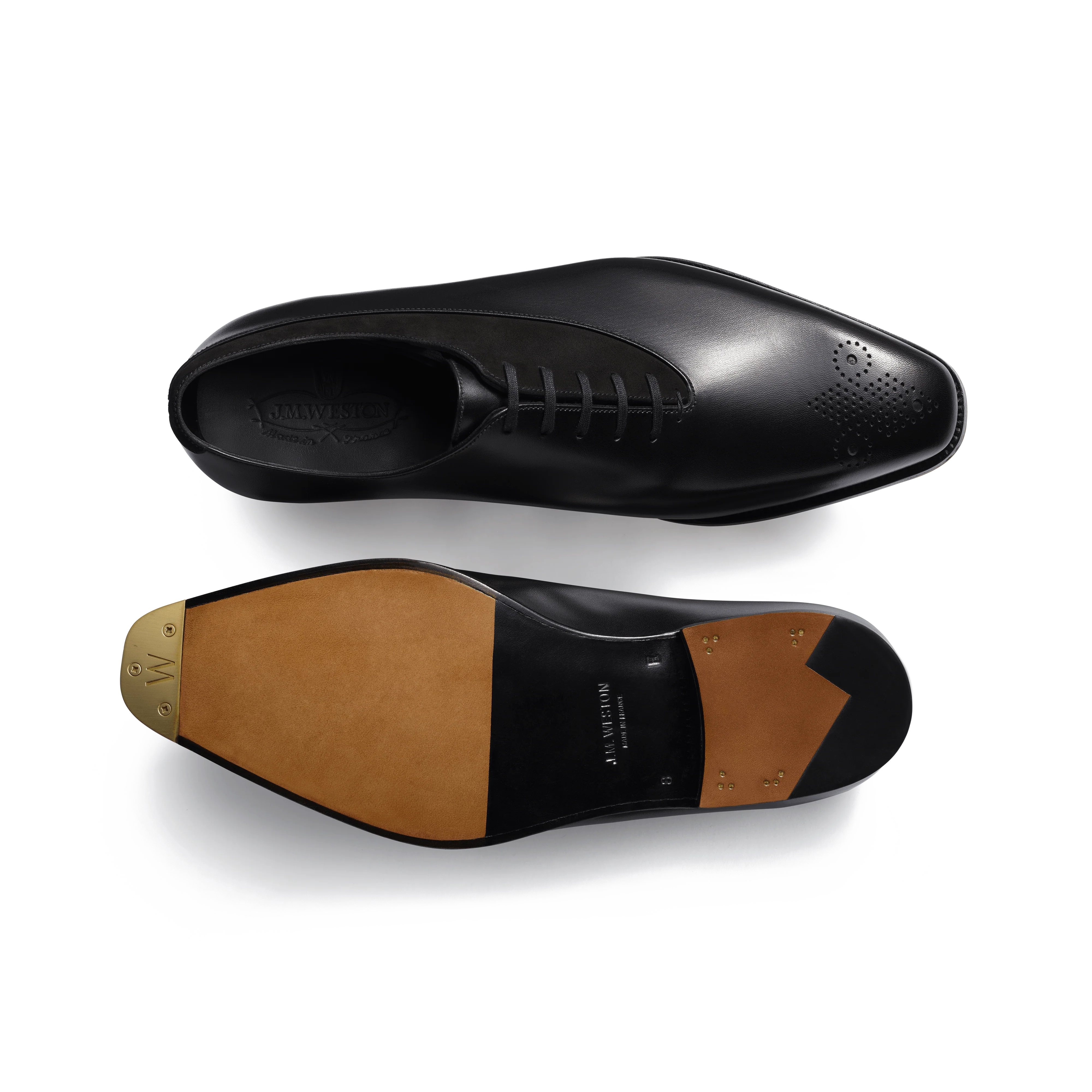 Richelieu Asymétrique Fusain [homme cuir veau box noir et veau velours noir] - Image 4