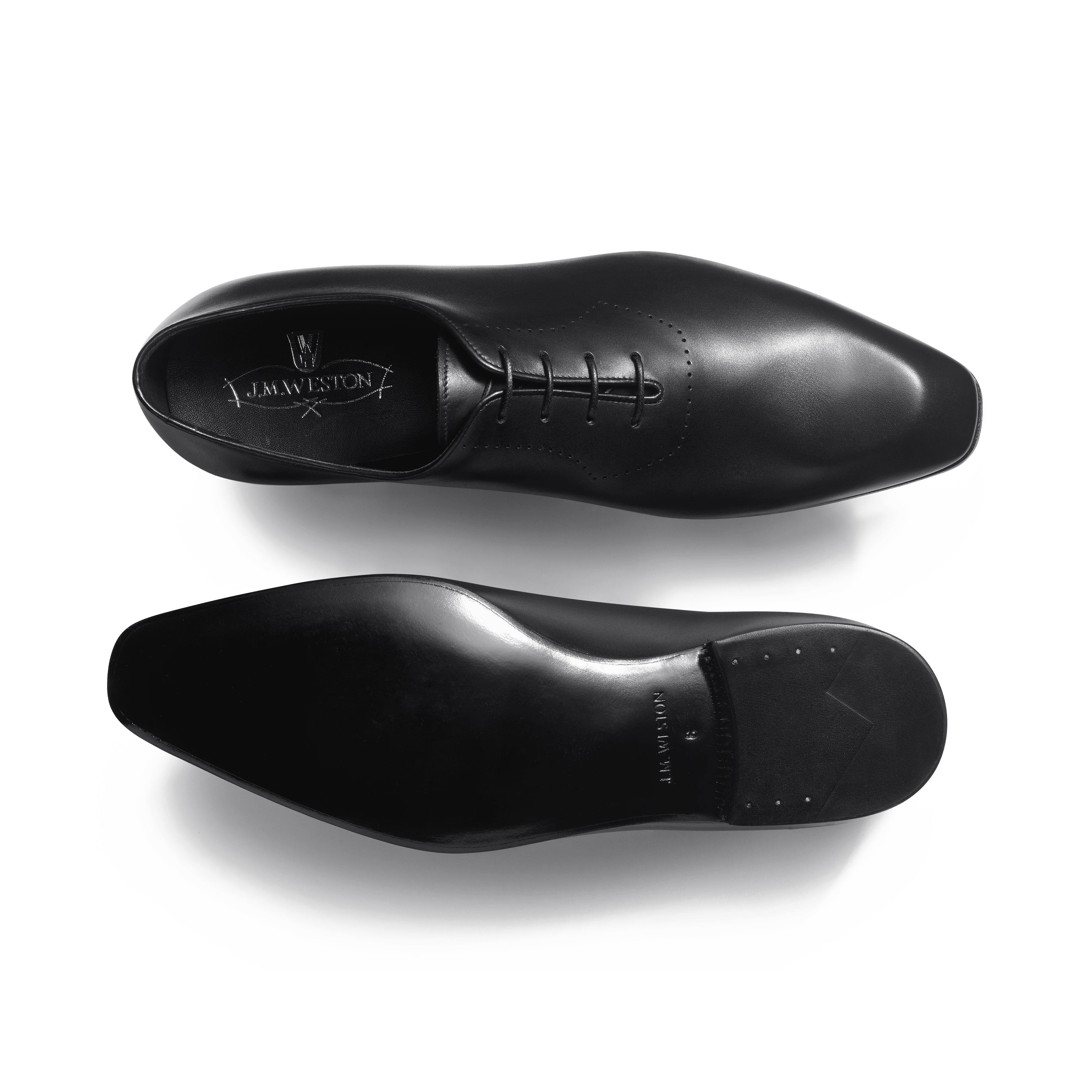 Richelieu One Cut Monaco avec Perforations [Homme cuir lisse noir] - Image 4